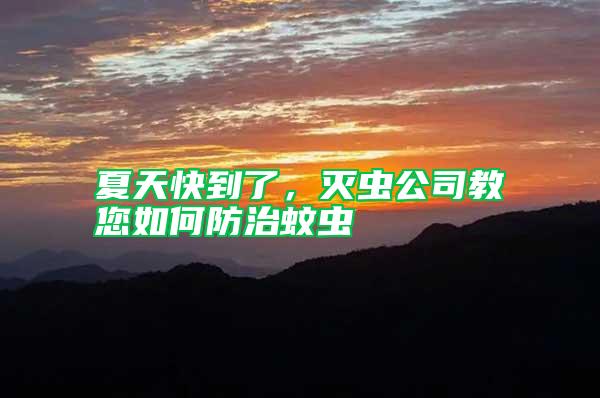 夏天快到了，滅蟲公司教您如何防治蚊蟲